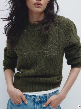 Pointelle-Knit Sweater